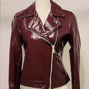 Bar III Motto Jacket Faux leather Glossy Wine Color